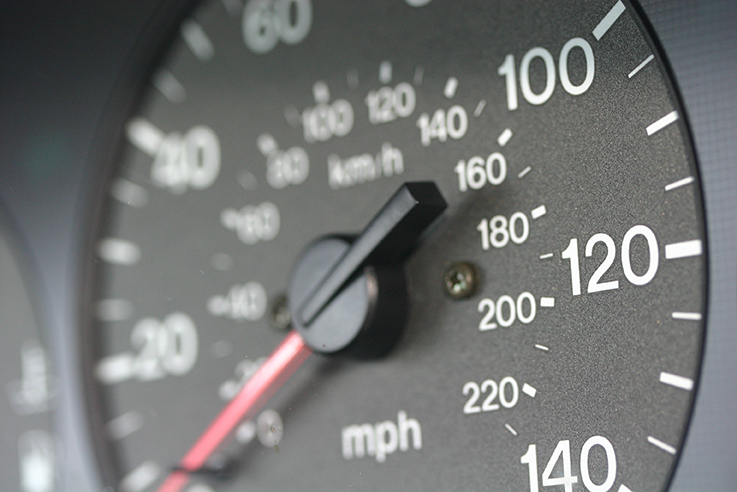 Close-up of speedometer