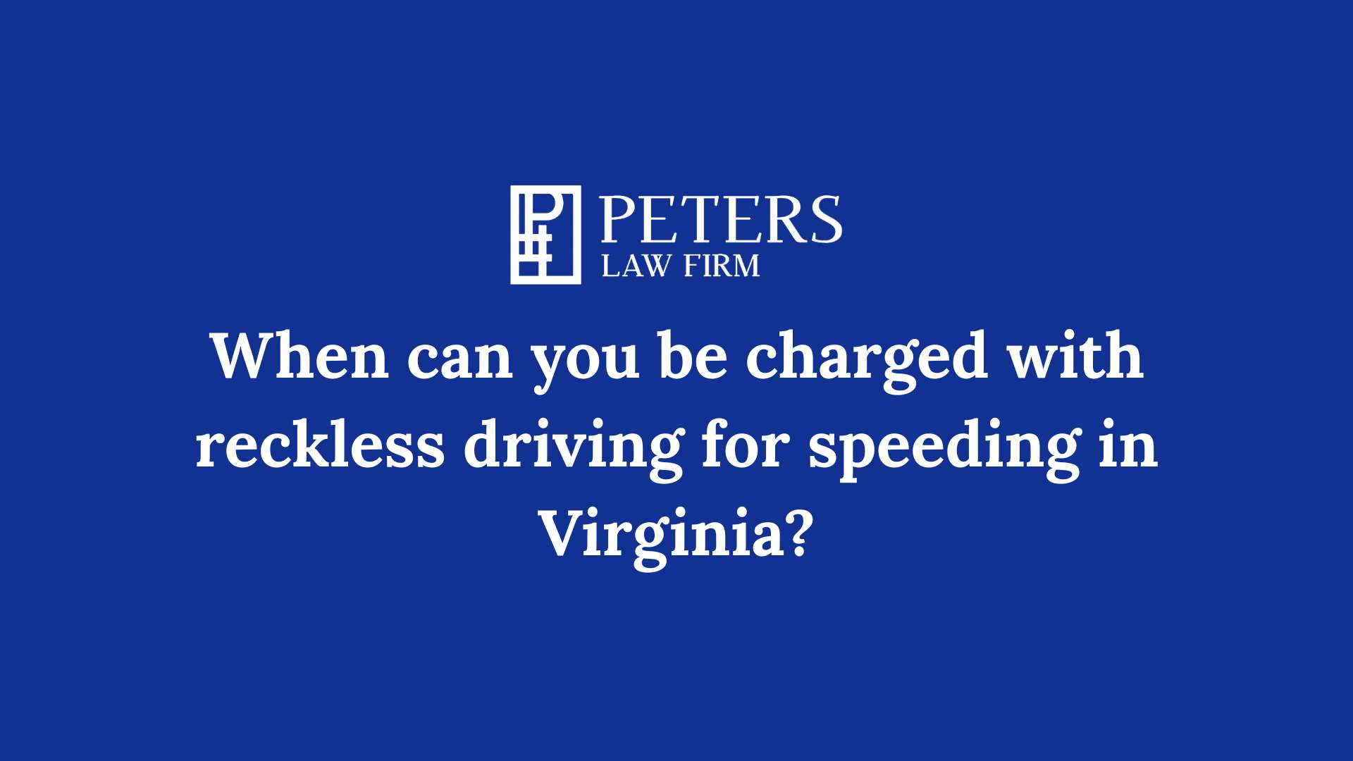 When can you be charged with reckless driving for speeding in Virginia